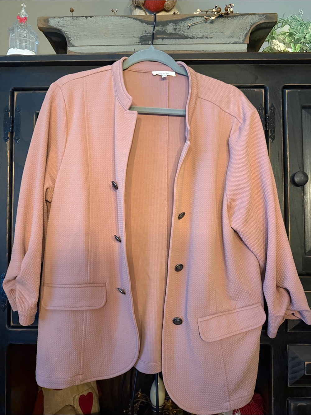 Maurices Dusty Pink Textured Open Front Jacket